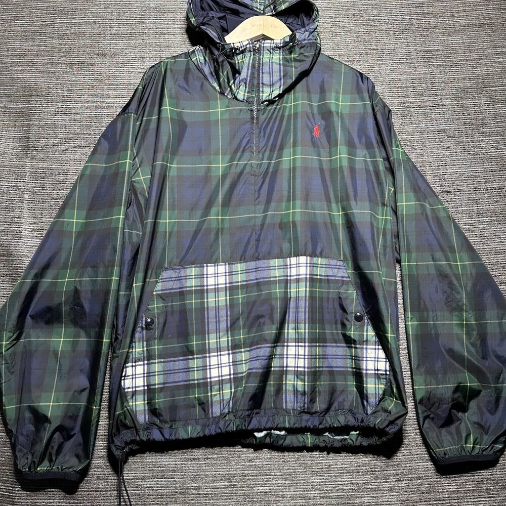 Polo Ralph Lauren Jacket Men's L Green Blackwatch Windbreaker Water Repllent